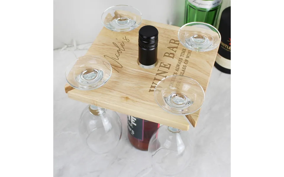 Personalised Wine Glass Holder And Bottle Butler