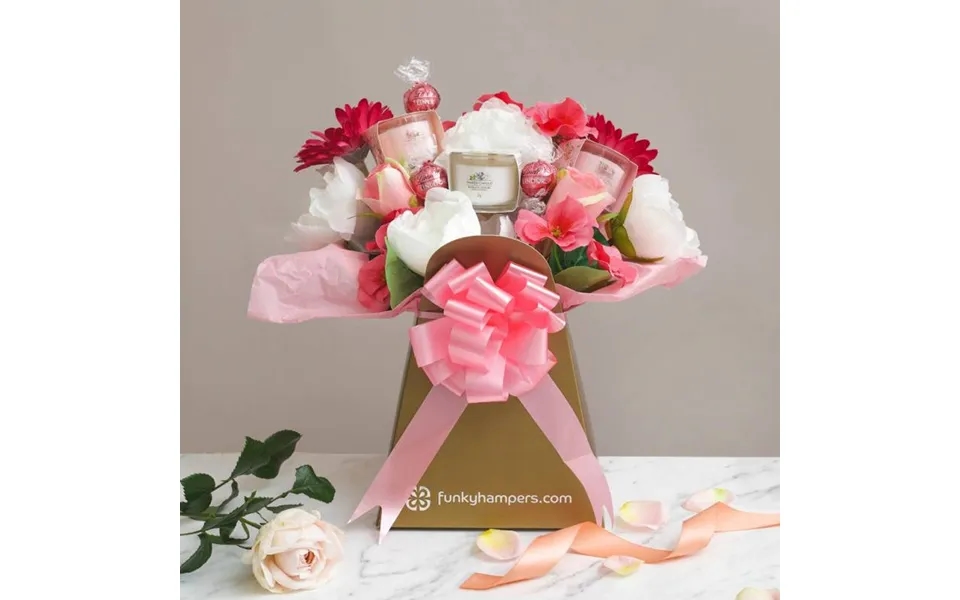 Pretty In Pink Chocolate & Yankee Candle Votive Bouquet