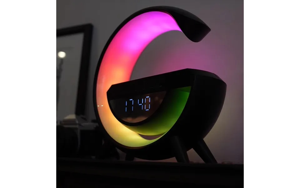 Red5 Light Up Wireless Charging Alarm Clock Speaker Black
