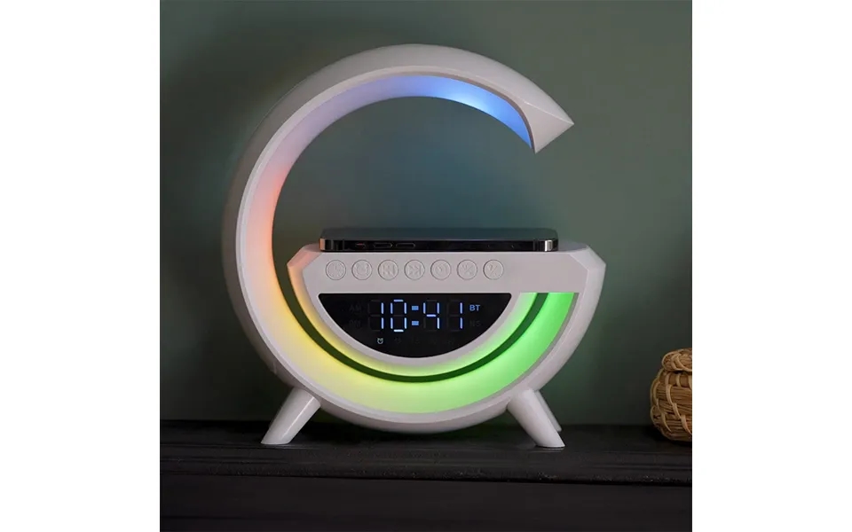 Red5 Light Up Wireless Charging Alarm Clock Speaker White