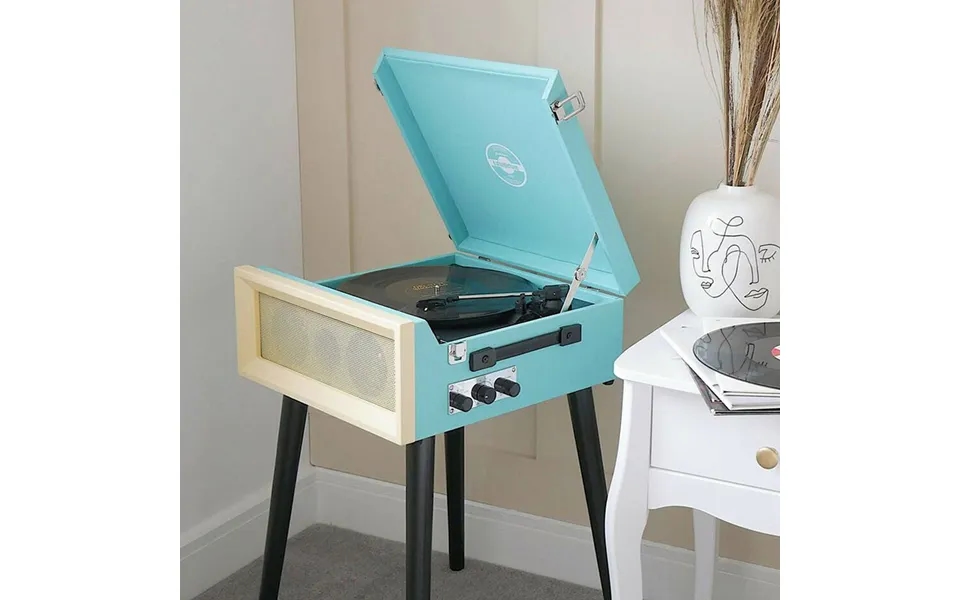 Retro Style Blue Record Player On Legs