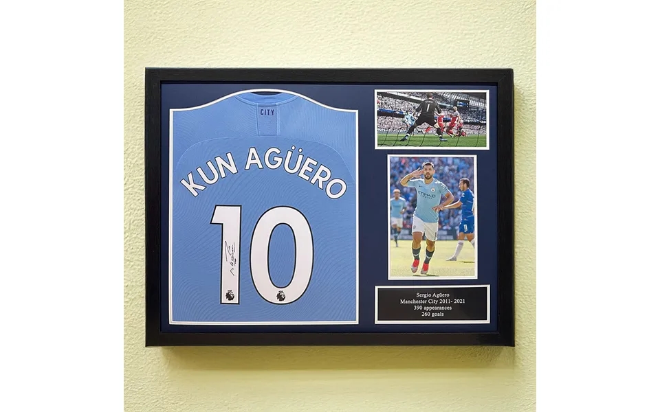 Sergio Aguero Signed Manchester City Shirt - Framed