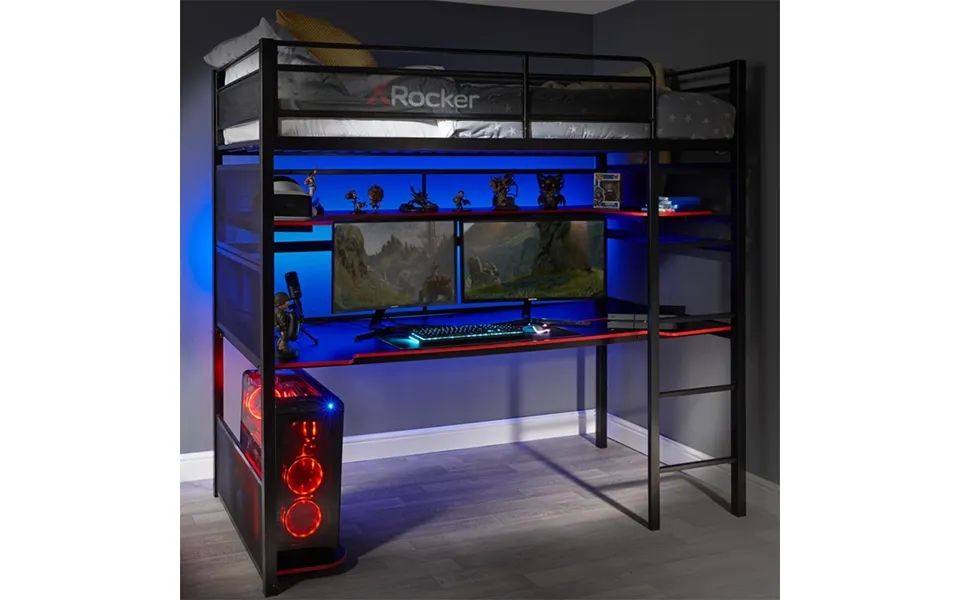 X Rocker Battlebunk Gaming High Sleeper Bed And Desk