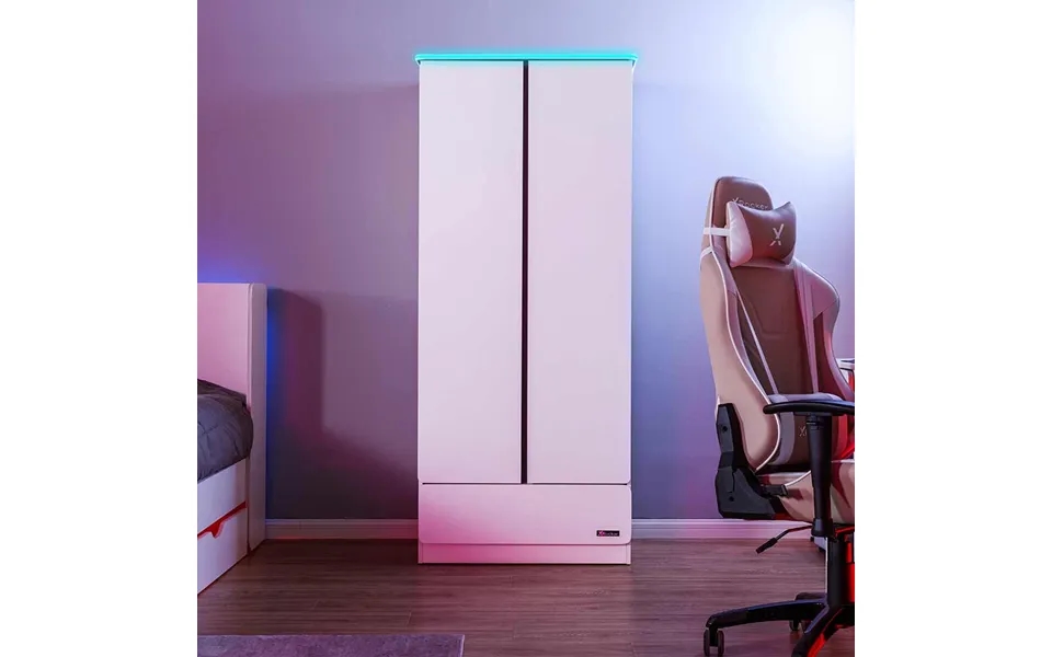 X Rocker Carbon-tek 2 Door Wardrobe With Led Lights White