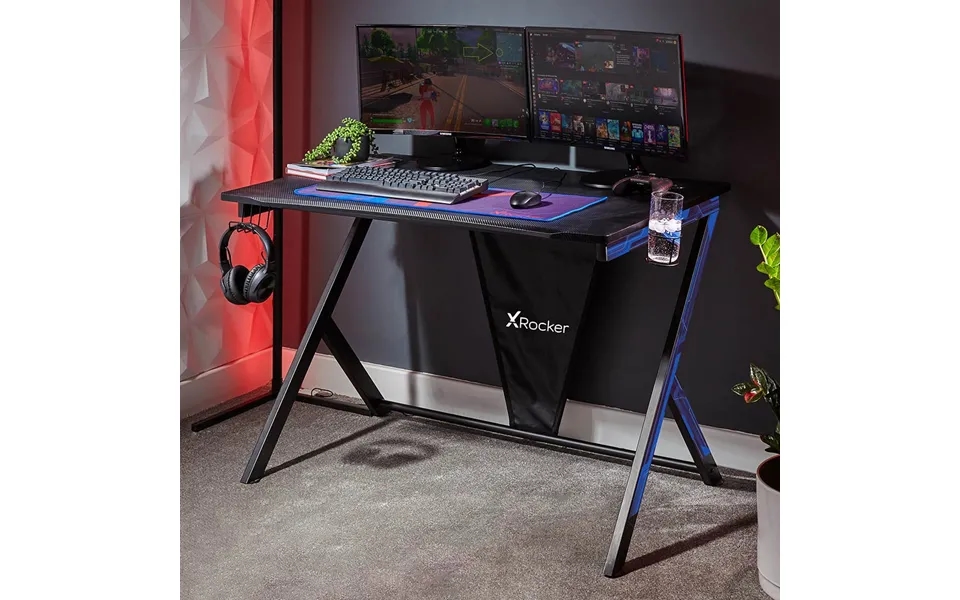X Rocker Ocelot Gaming Desk Blue And Red Stickers