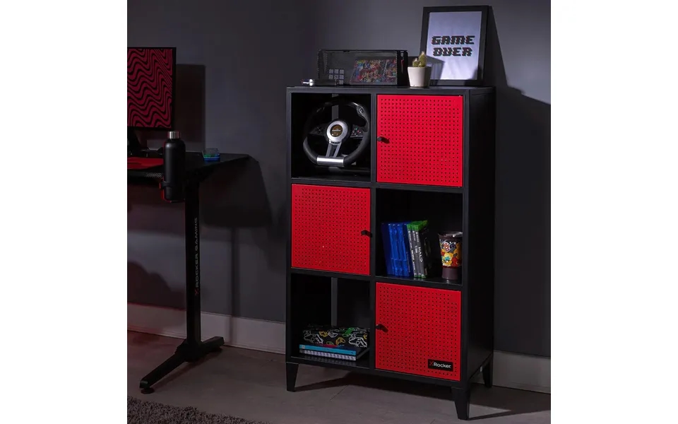 Xr Mesh-tek Tall 6 Cube Storage Unit Red And Black