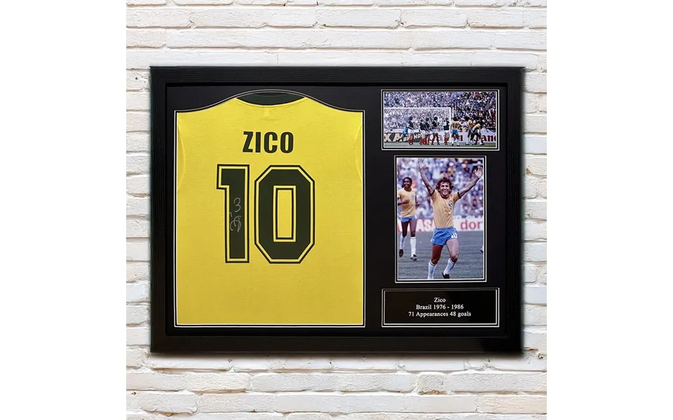 Zico Signed Brazil Shirt - Framed