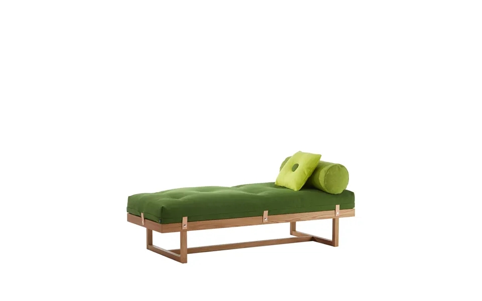 A2 Stay Day Bed Fabric Green. Body In Oiled Oak