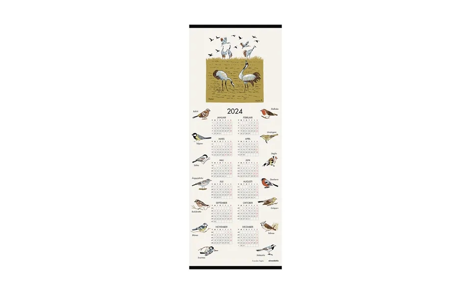 Almedahls Swedish Bird Calender 2024 35x90 Cm