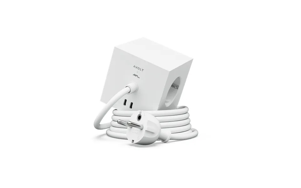 Avolt Square 1 Power Strip Usb-c 30w 3 M White Martinelli Luce Edition