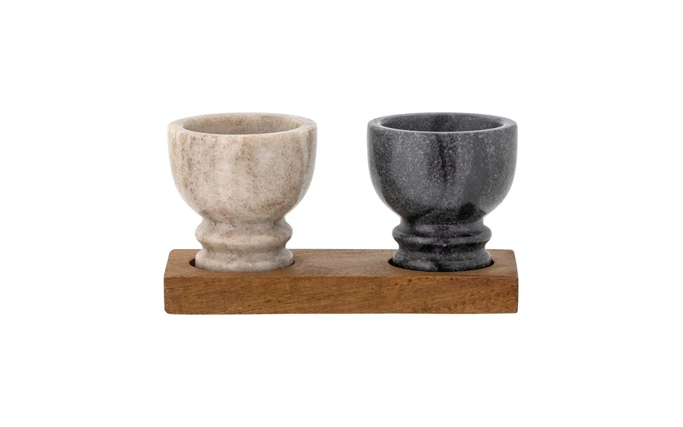 Bloomingville Inesa Salt & Pepper Cellar Set Marble-mango Wood