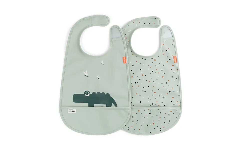Done By Deer Croco Bib With Velcro 2-pack Green