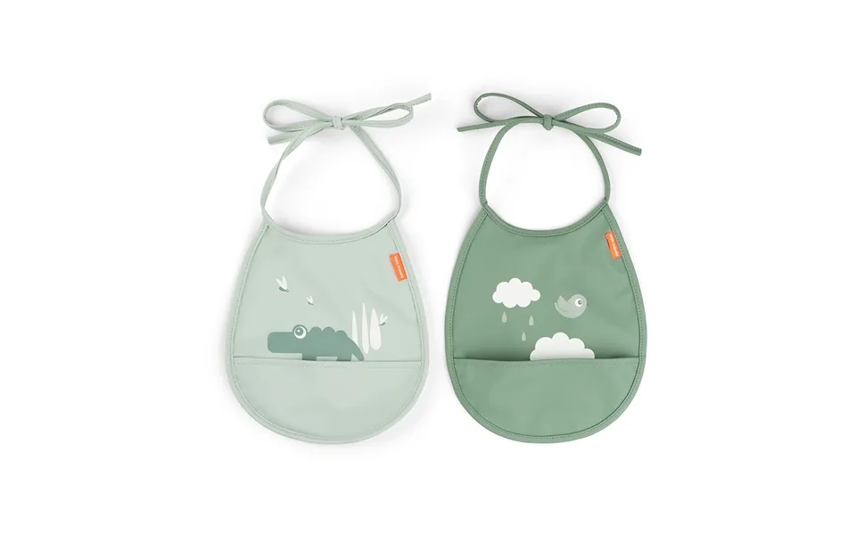 Done By Deer Croco Tiny Bib 2-pack Green