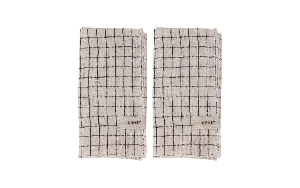 Ernst Ernst Napkin 2 Pack Checked 40x40 Cm Black-beige