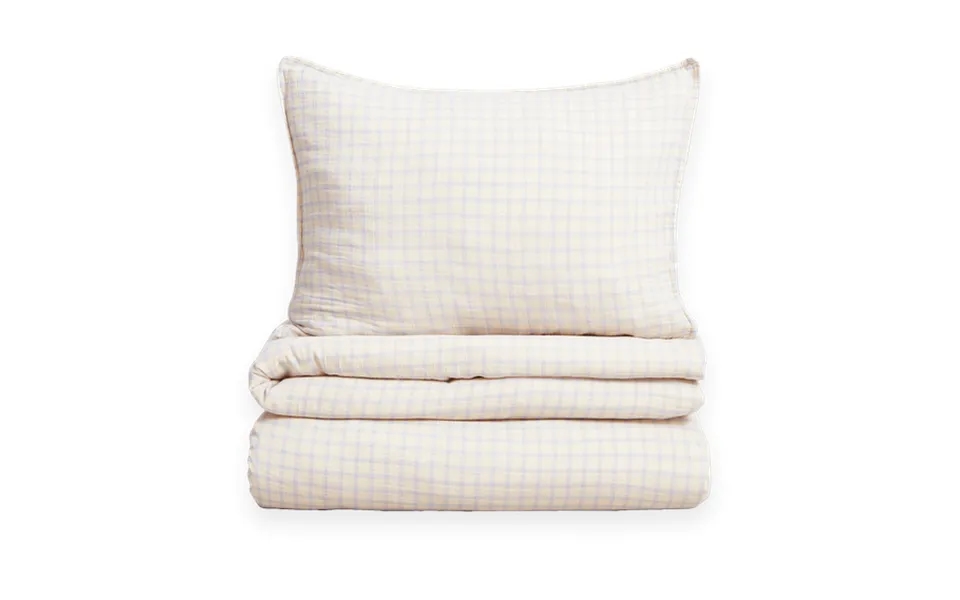 Garbo&friends Gingham Sky Blue Muslin Bedding Set 150x210 Cm 50x60 Cm