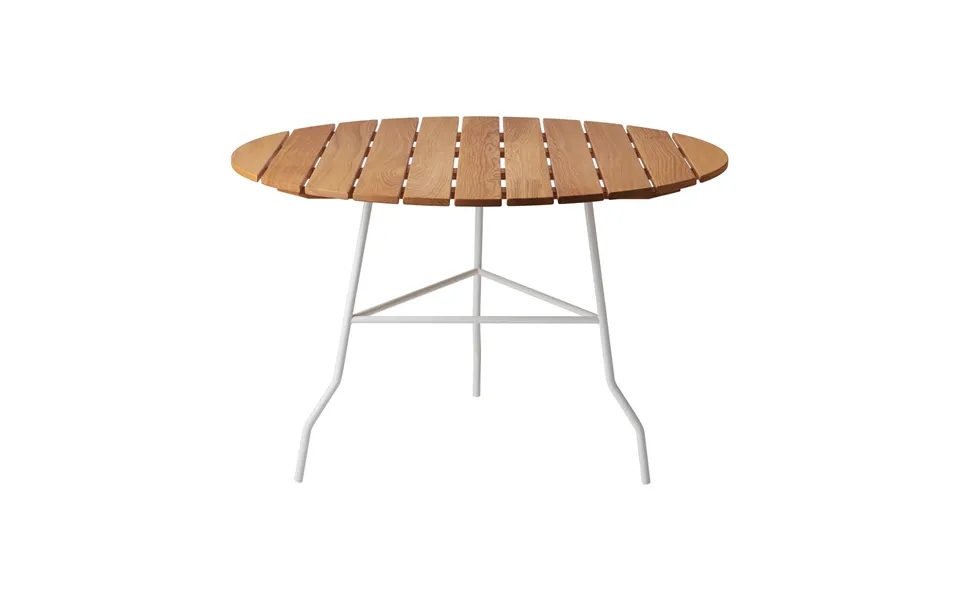 Gärsnäs Pia Table Ø110 Cm White Lacquered Steel Frame-oiled Oak