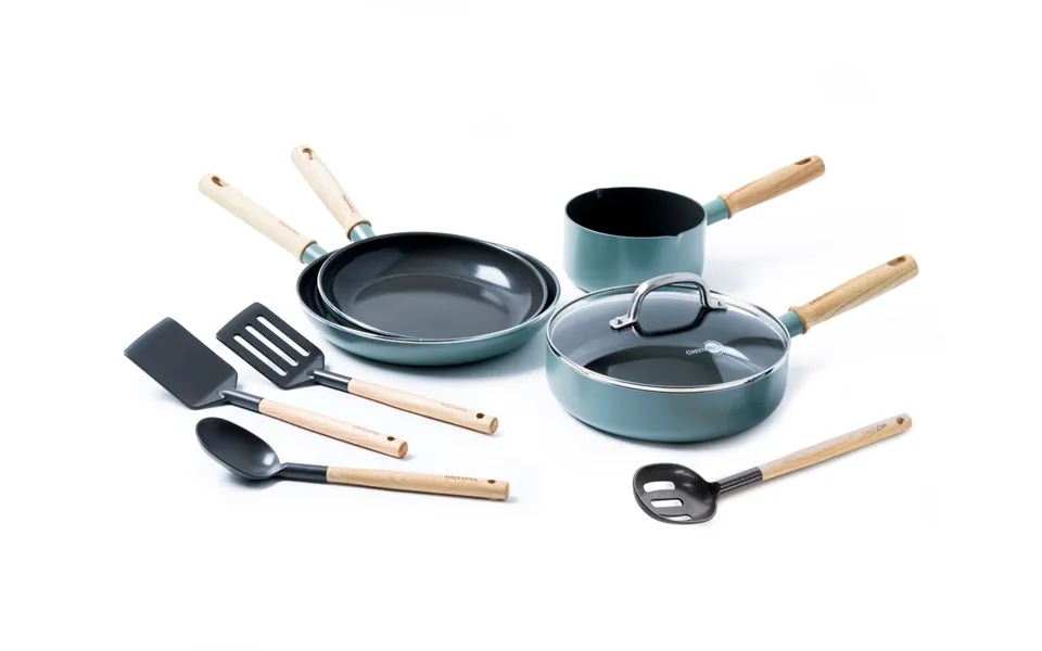 Greenpan Mayflower Pro Pot And Frying Pan Set 9 Pieces Green-blue