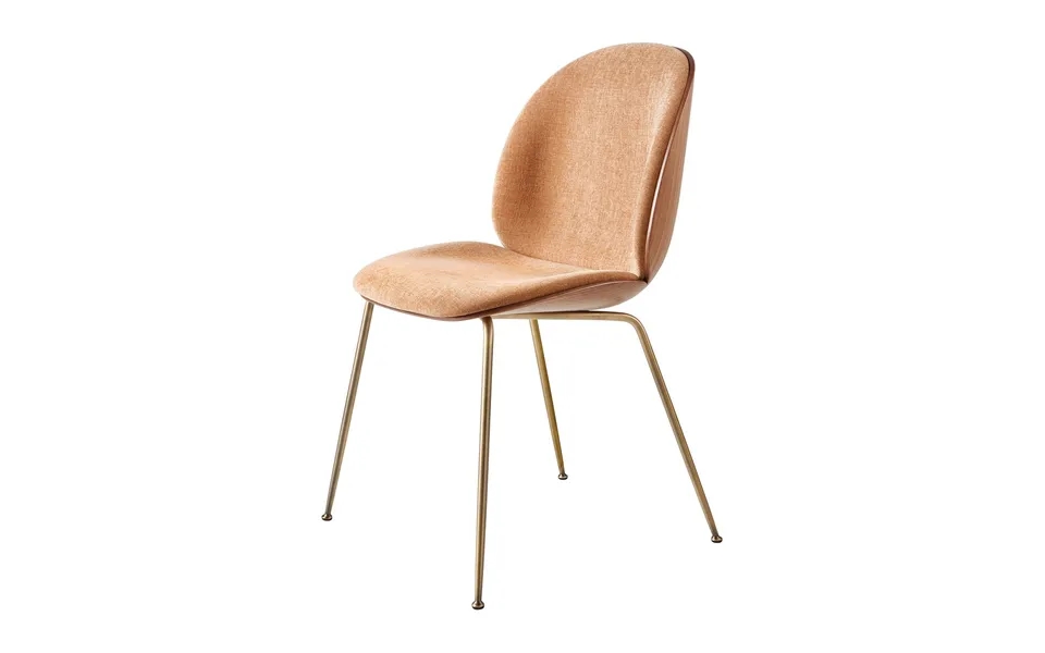 Gubi Beetle Upholstered Chair Walnut Antique Brass-belsuede 132