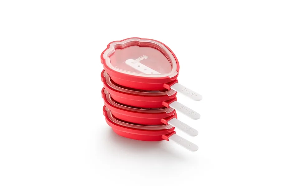 Lékué Lékué Ice Cream Molds Strawberry 4-pack Red