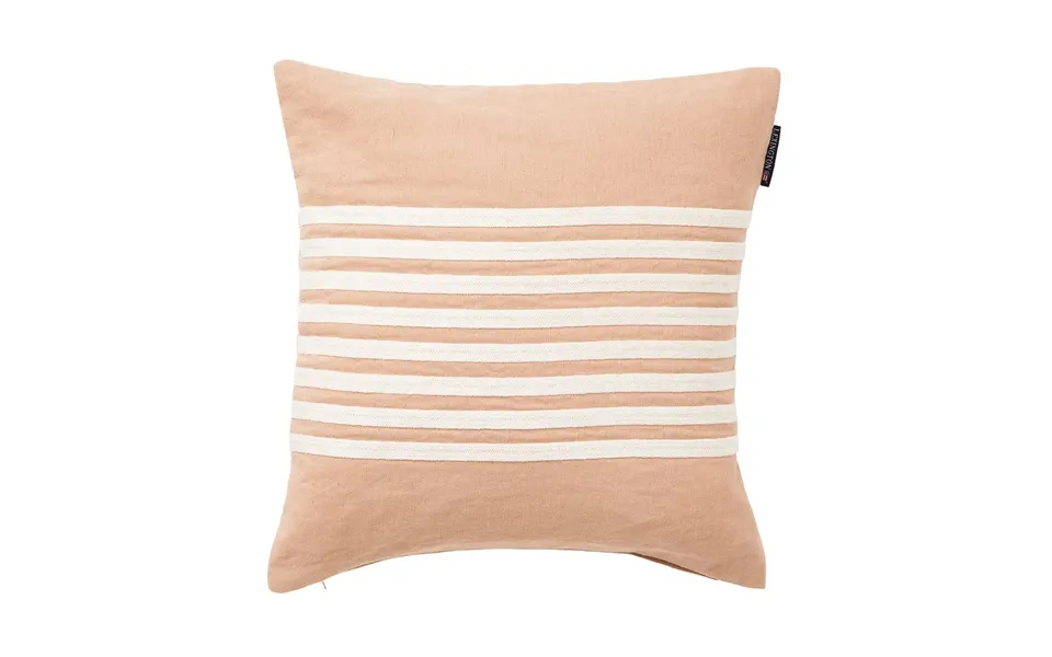 Lexington Embroidery Striped Linen Cotton Cushion Cover 50x50 Cm Beige-white