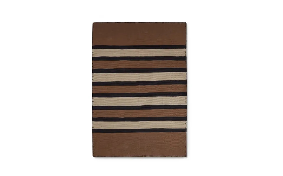 Lexington Striped Knitted Cotton Throw 130x170 Cm Brown-beige-dark Gray