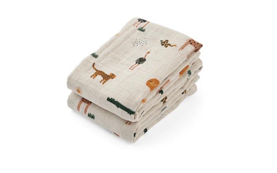 Liewood Lewis Muslin Blanket 2-pack 65x65 Cm Safari Sandy Mix