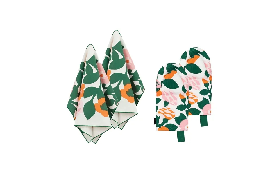 Marimekko Pieni Green Green Textile Set - 4 Pieces Green-orange