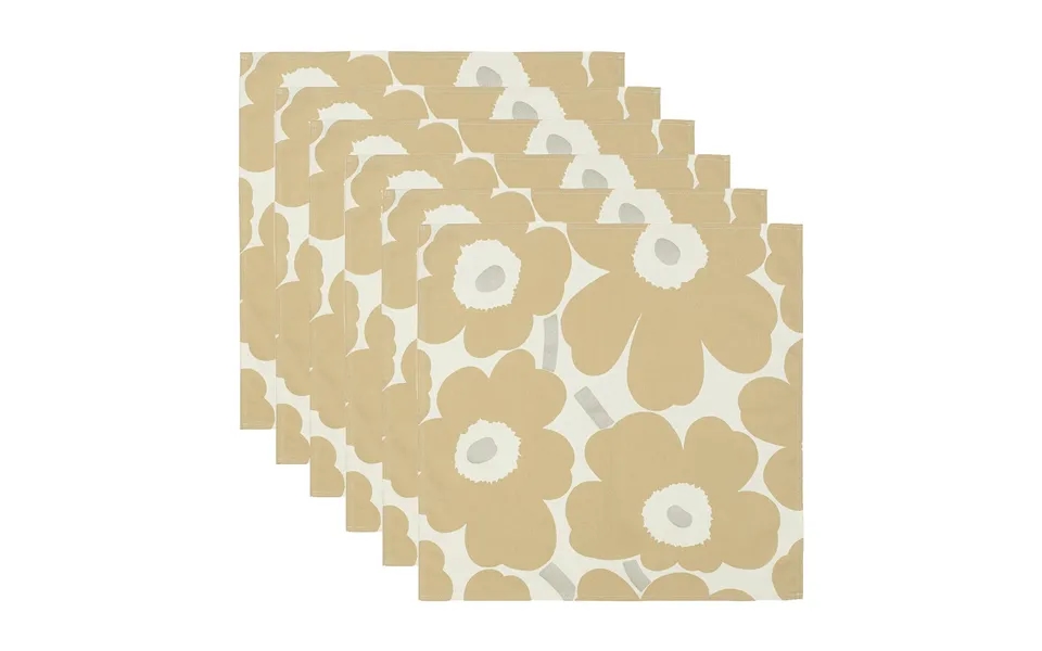 Marimekko Pieni Unikko Napkin 43x43 Cm 6 Pack Beige-silver-white