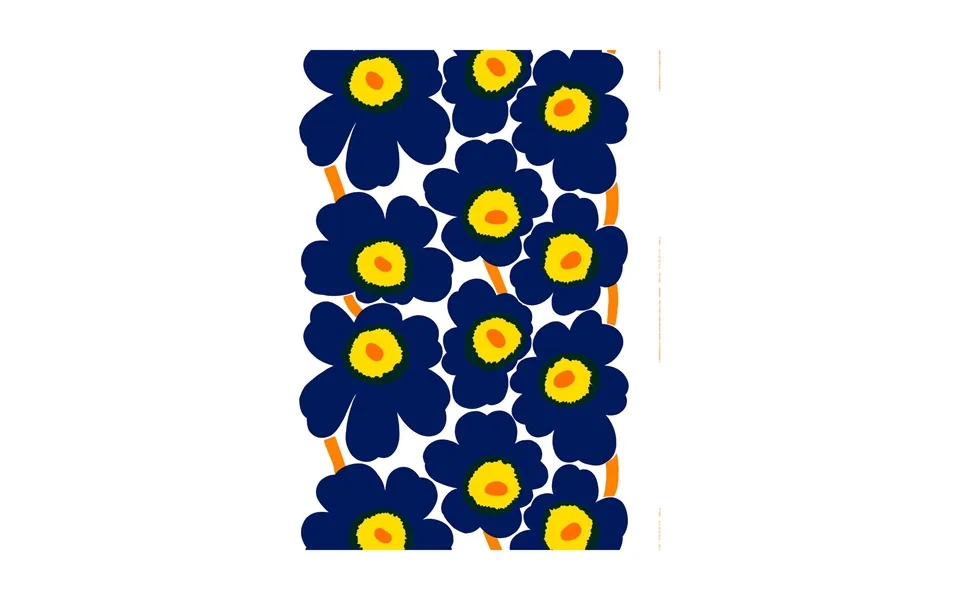Marimekko Unikko Fabric Dark Blue Dark Blue-yellow