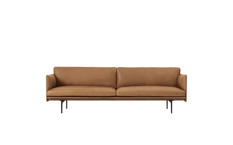 Muuto Outline 3-seater Sofa Leather Cognac-black Leg