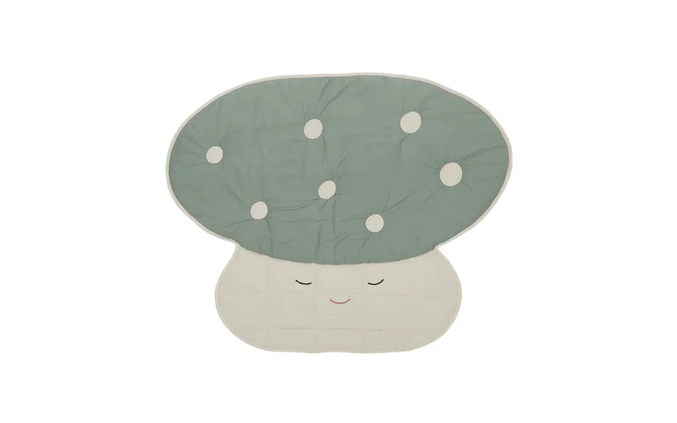 Oyoy Mushroom Quilted Blanket Off-white-pale Blue