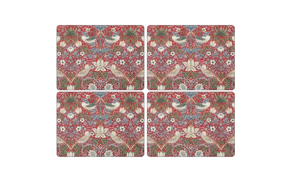Pimpernel Strawberry Thief Placemats 30x40 Cm 4 Pack Red
