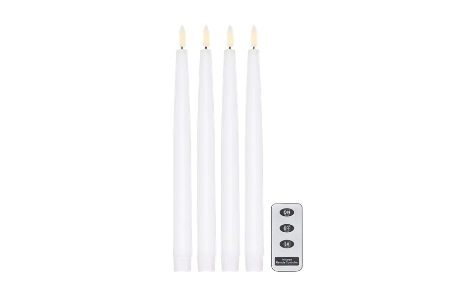 Scandi Essentials Bright Led-candle 28.5 Cm 4-pack With Remote Control White