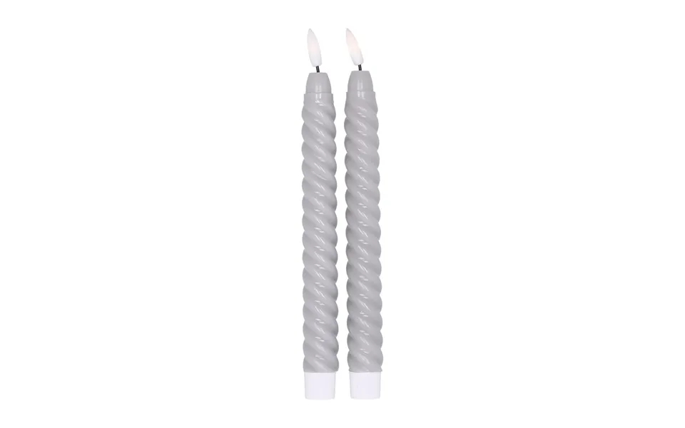Scandi Essentials Twisted Led-candle 25 Cm 2-pack Grey