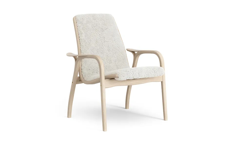 Swedese Laminett Arm Chair White Pigmented Oak Sheep Skin Off White White