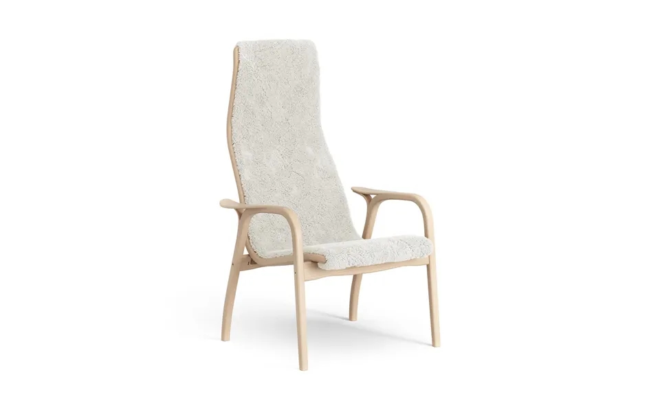 Swedese Lamino Arm Chair Laquered Beech Sheep Skin Off White White