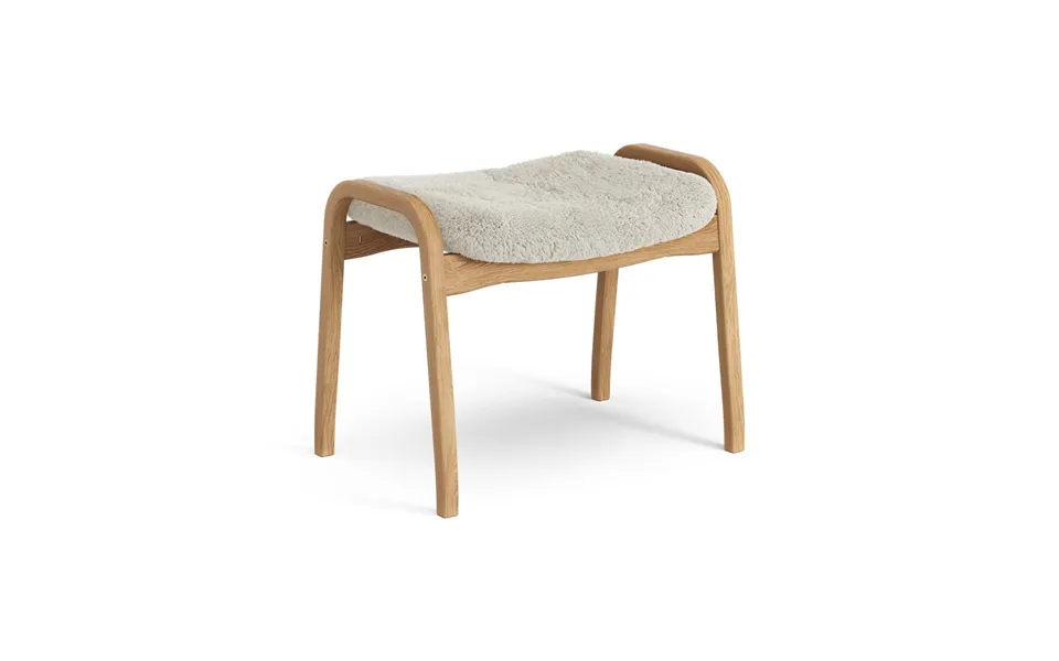 Swedese Lamino Foot Stool Oiled Oak Sheep Skin Moonlight Beige