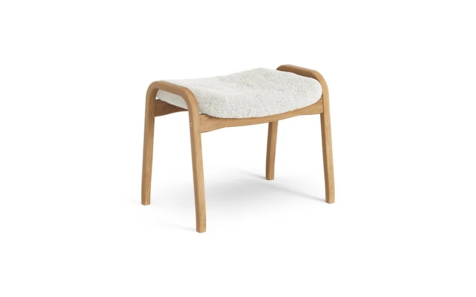Swedese Lamino Foot Stool Oiled Oak Sheep Skin Off White White