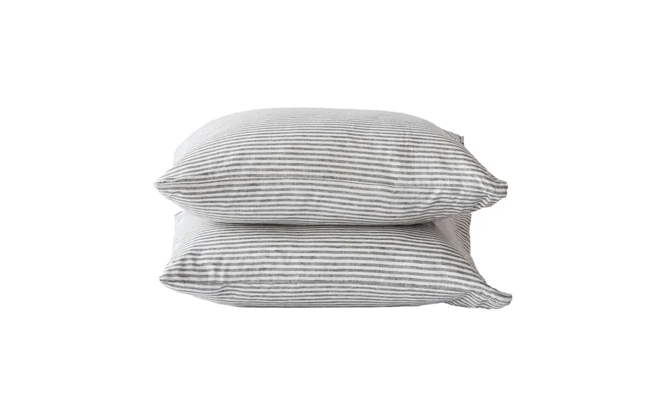Tell Me More Stonewashed Linen Pillowcase 50x60 Cm 2-pack Grey-white