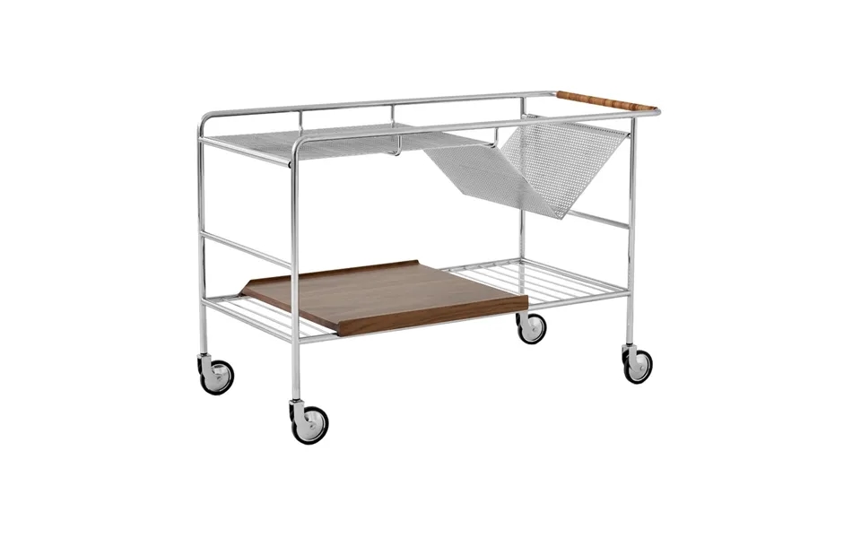 &tradition Alima Storage Trolley Varnished Walnut Chrome & Lacquered Walnut