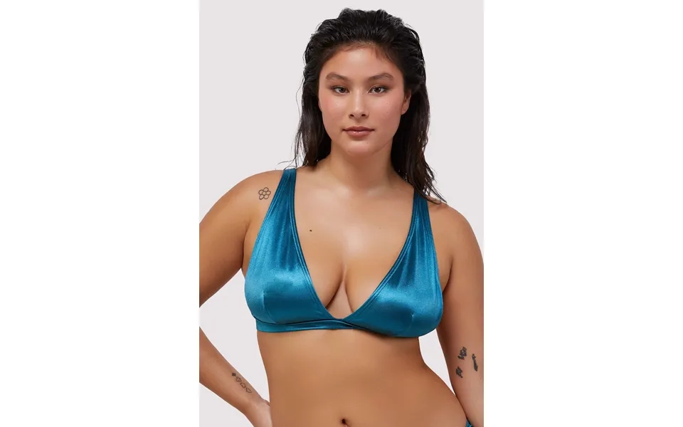 Blue Shine Non Wired Plunge Bikini Top Fuller Bust Exclusive 12e F