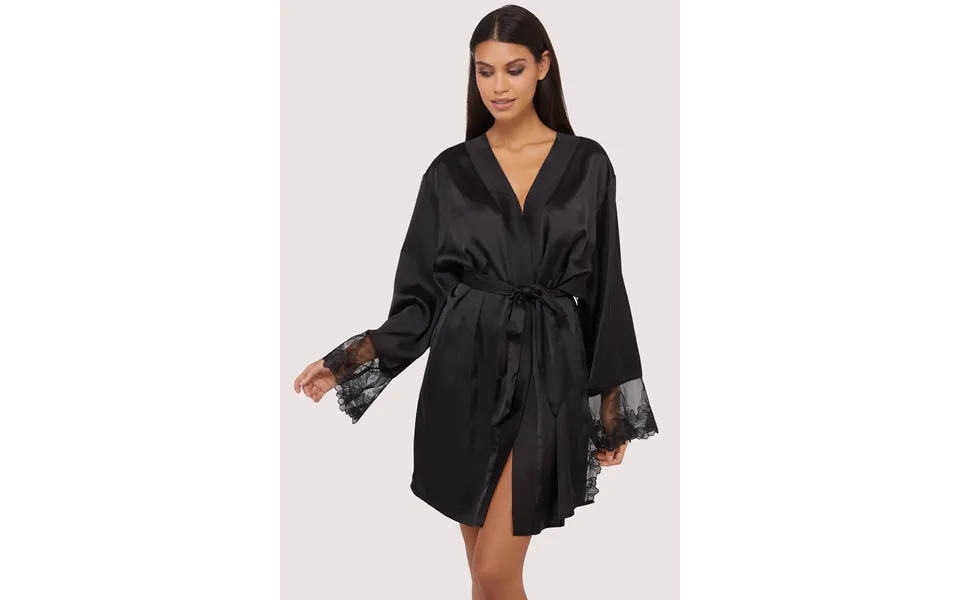 Eleanor Black Satin & Embroidery Robe 24