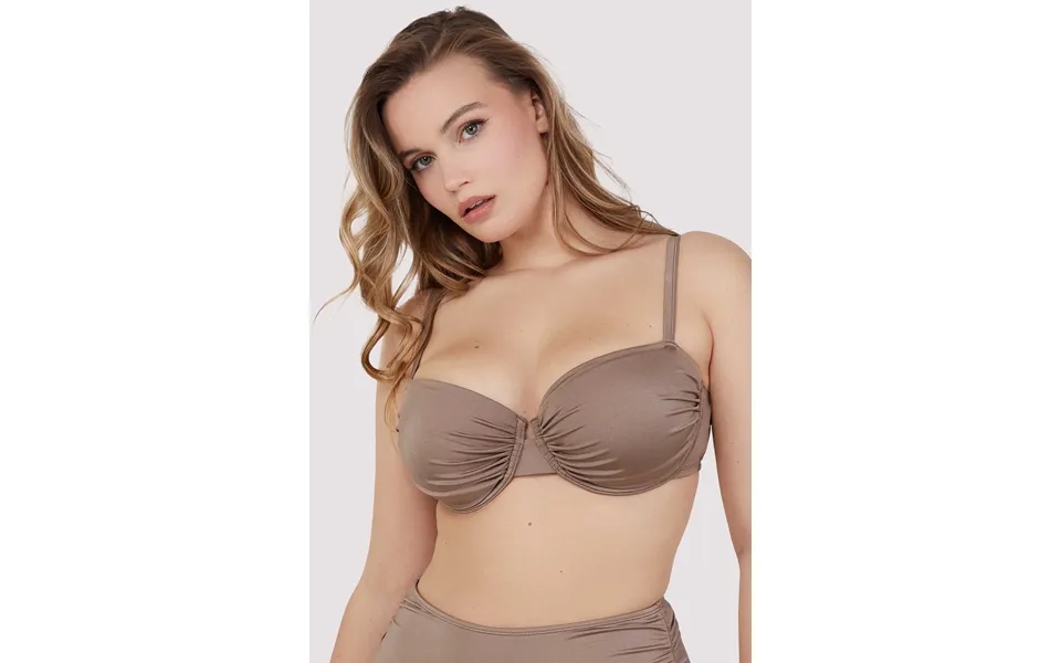 Jade Fuller Bust Taupe Neutral Ruched Balconette Bikini Top 34dd