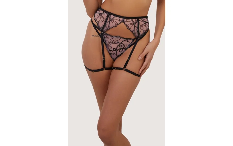 Jessie Pink And Black Whip Embroidery Harness Suspender 22