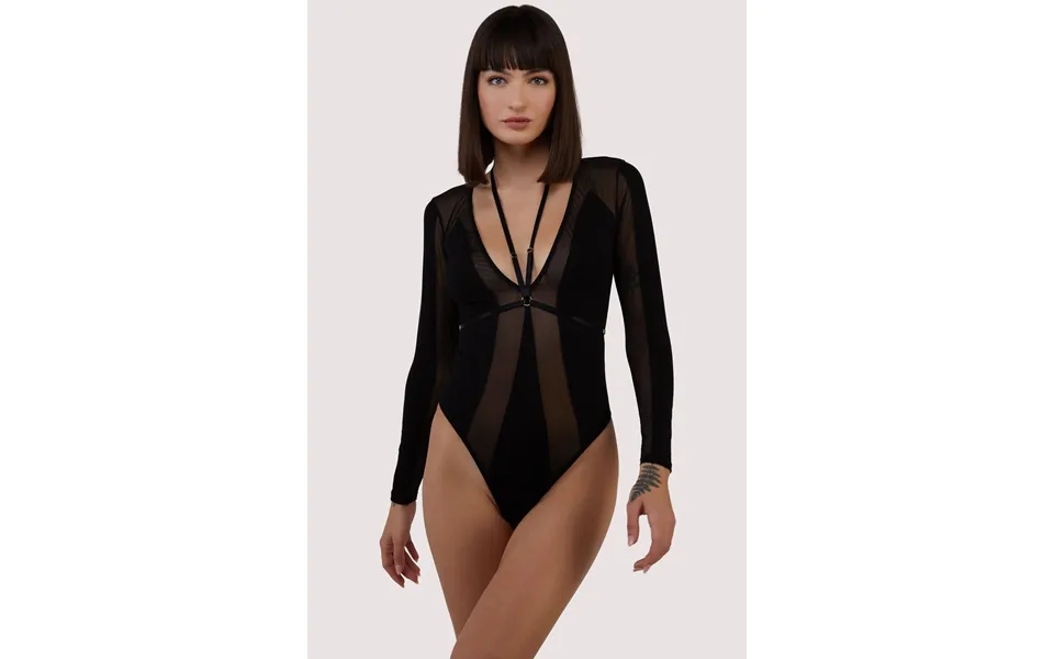 Morgan Black Panelled Mesh And Micro Plunge Body 14