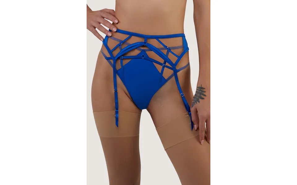 Ramona Cobalt Blue Strap Detail Illusion Mesh Suspender 18