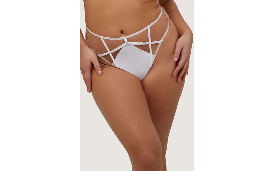 Ramona Optic White Strap Detail Illusion Mesh High Waisted Thong 22