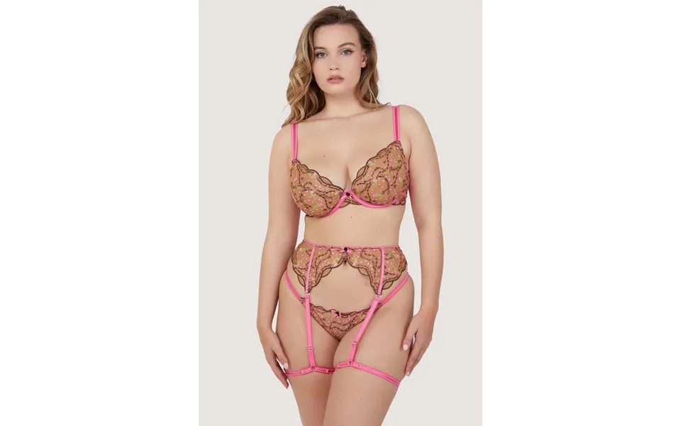 Spank Me Pink And Nude Custom Embroidery Set 42dd