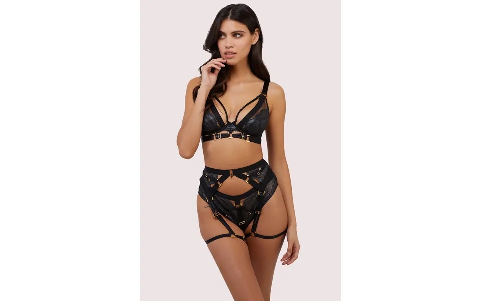Tabitha Black Wet-look Lace Set 42c