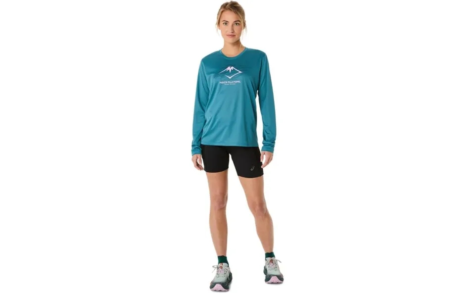 Asics Fujitrail Logo Ls Top For Women - Lightweight Running Shirt In Atlantis Blue